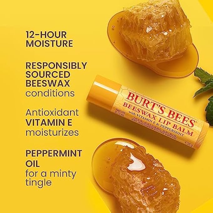 Burt's Bees MOISTURIZING LIP BALM BY , BEESWAX, 4 TUBES - Image 2